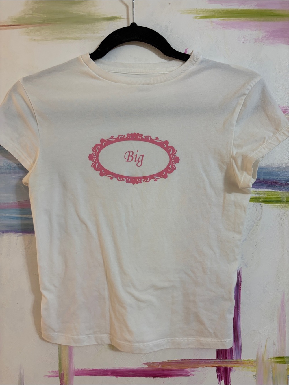 White Girls' 'Big' Graphic Tee - Pink Print